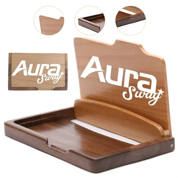 Custom Natural Wooden Business Card Holder with Elegant Finish — Professional Gift 1