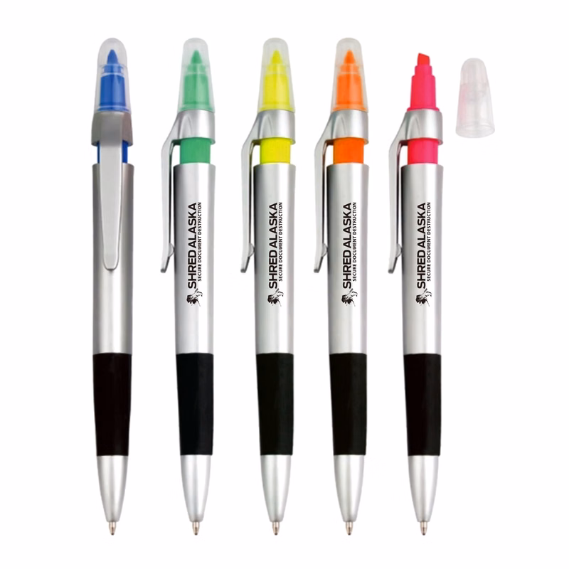 2 in 1 Slim Highlighter Plastic Ballpoint Pen