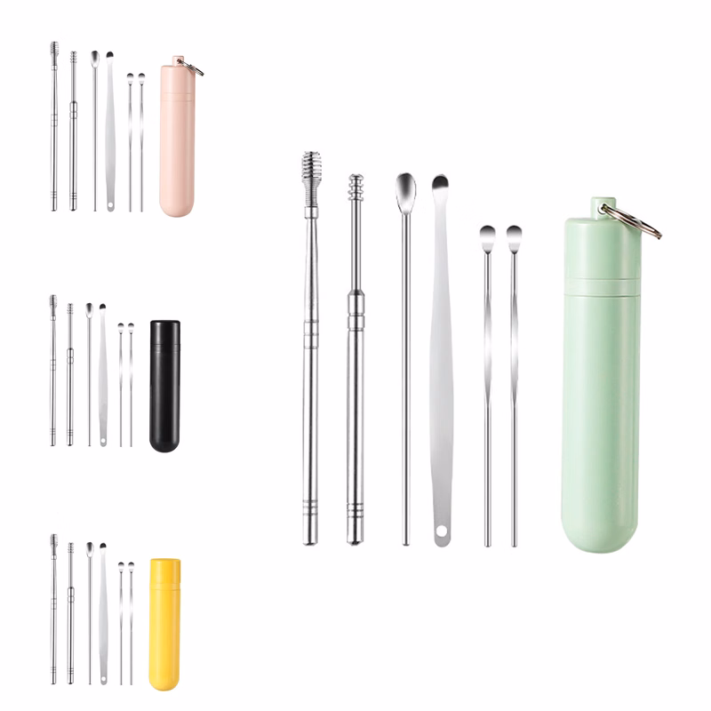 Stainless Steel 6Pcs Portable Ear Scoop Set W/ Storage Box