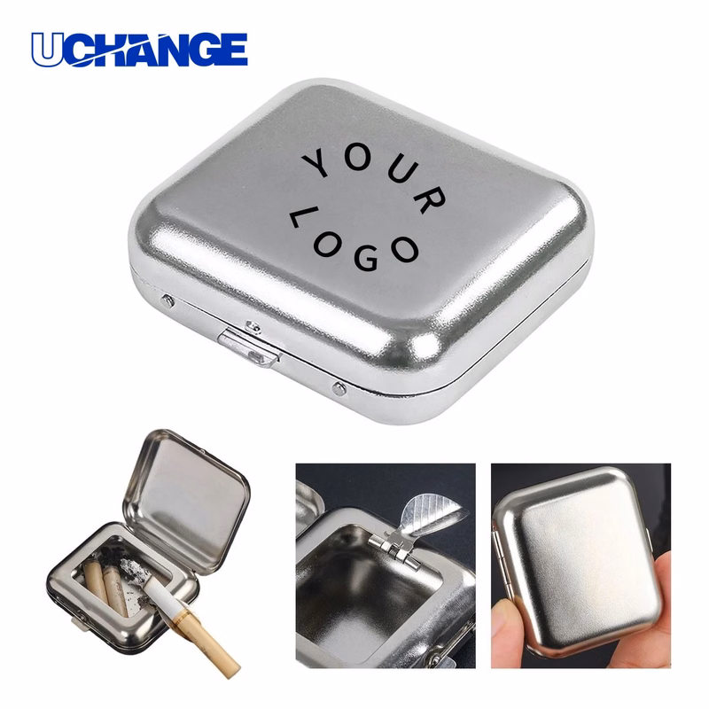 Portable Metal Pocket Ashtray Case for Travel Use