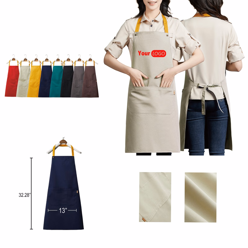 Custom Canvas Kitchen Apron W/ 2 Front Pockets