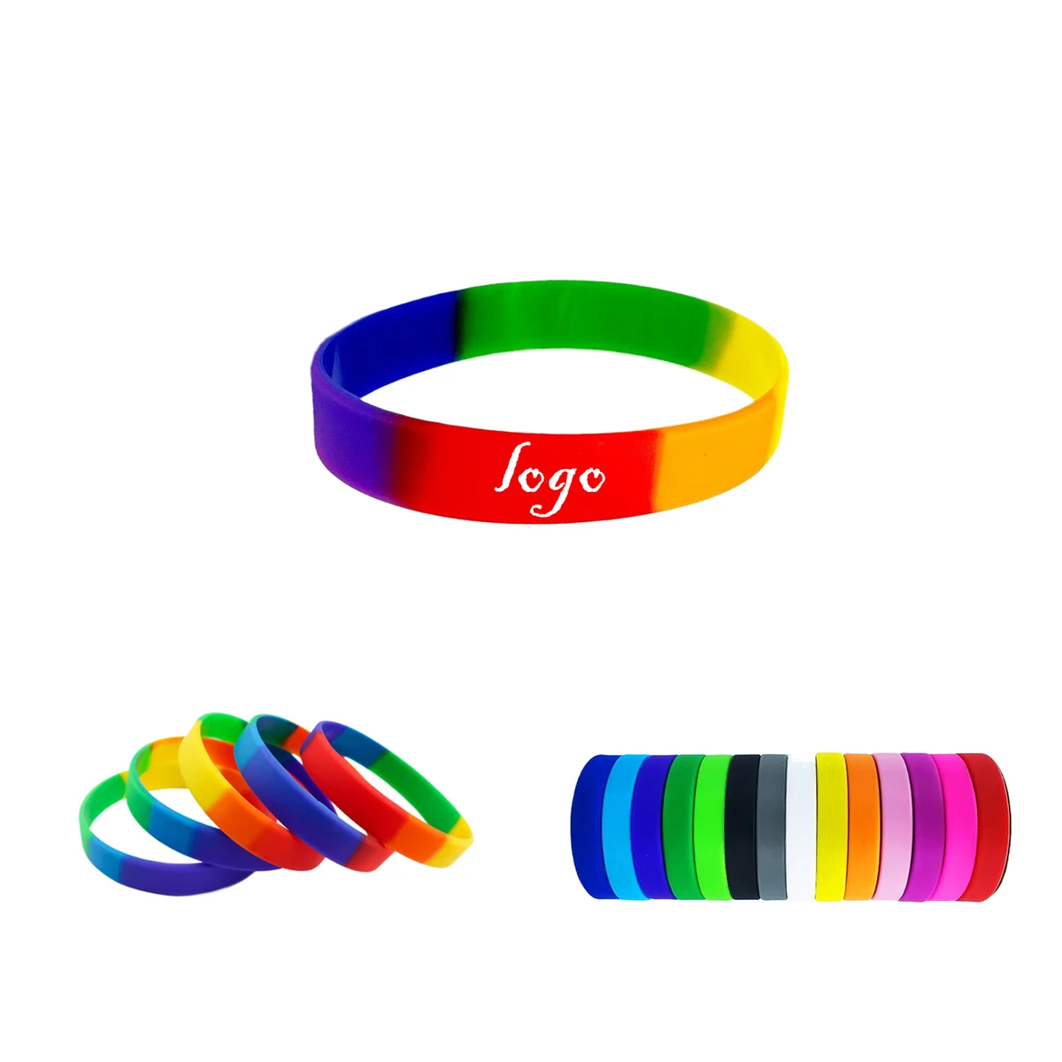 MOQ100 Rainbow Silicone Bracelets for LGBTQ Support 1