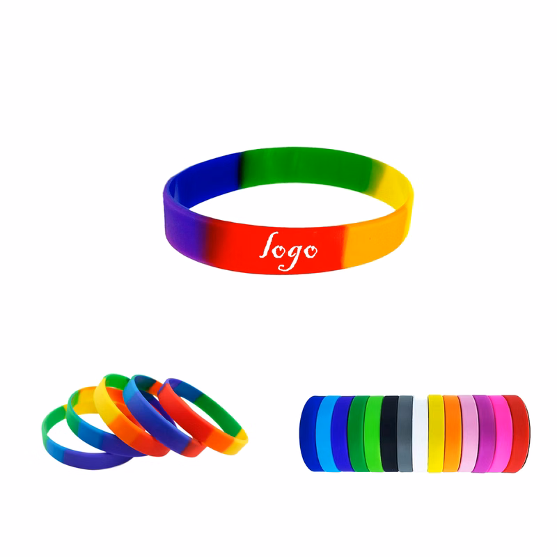 MOQ100 Rainbow Silicone Bracelets for LGBTQ Support