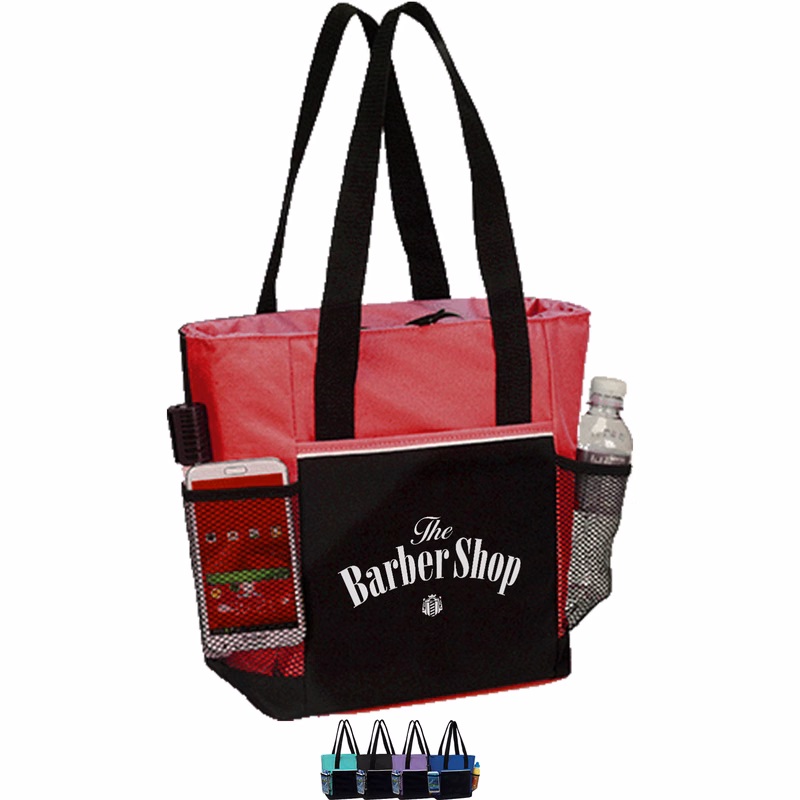 Premium Insulated 16 Pack Cooler Tote Bag w/ Front Pocket & Dual Side Mesh Pocket (15” x 12” x 6”)
