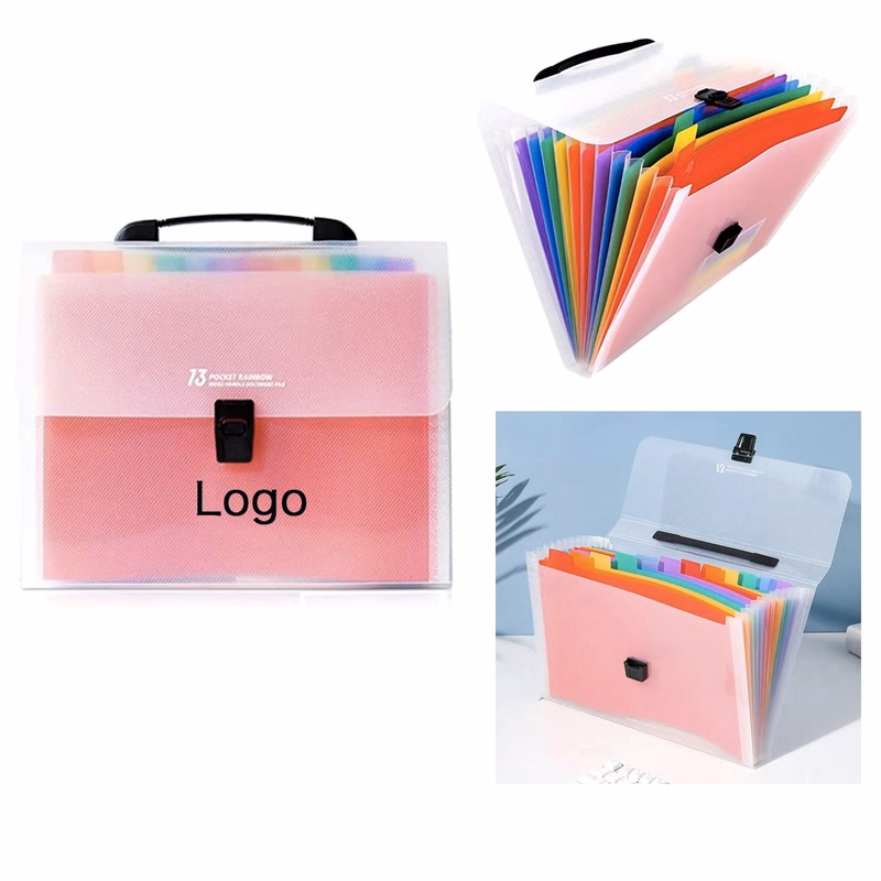 13 Pocket Rainbow Expanding File Folder With Handle