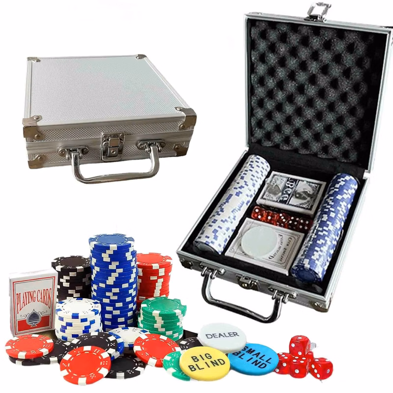 100-Piece Professional Poker Chip Set with Aluminum Case
