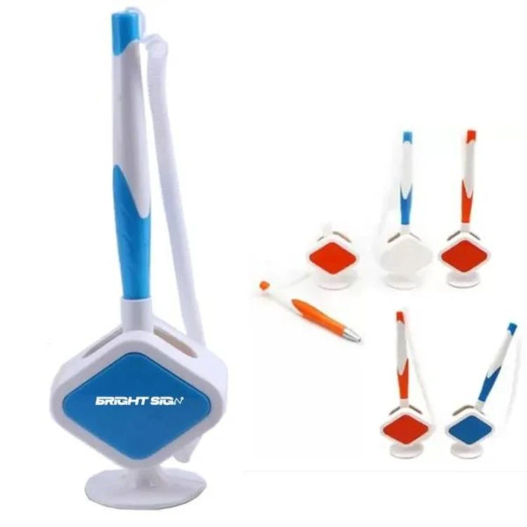 Plastic Desk Pen With Stand And Spiral Chain 1