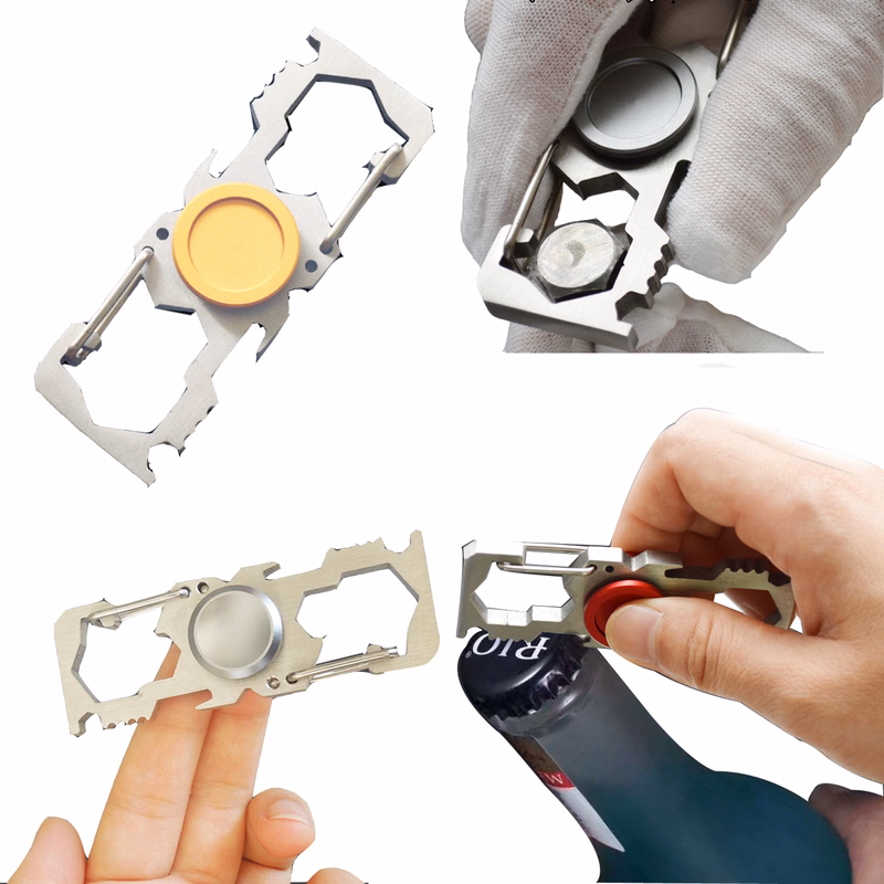 Multifunction Keychain Carabiner with Spinner Stress Relief
