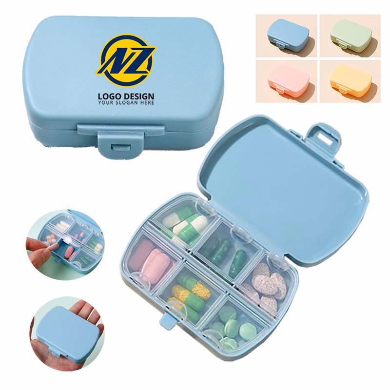 6 Compartments Daily Pill Case Compact Medicine Vitamin Container