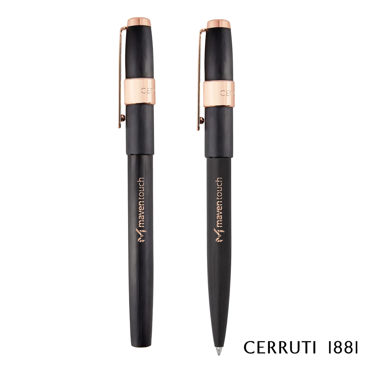 Cerruti 1881® Block Brushed Ballpoint & Rollerball Pen Set 1