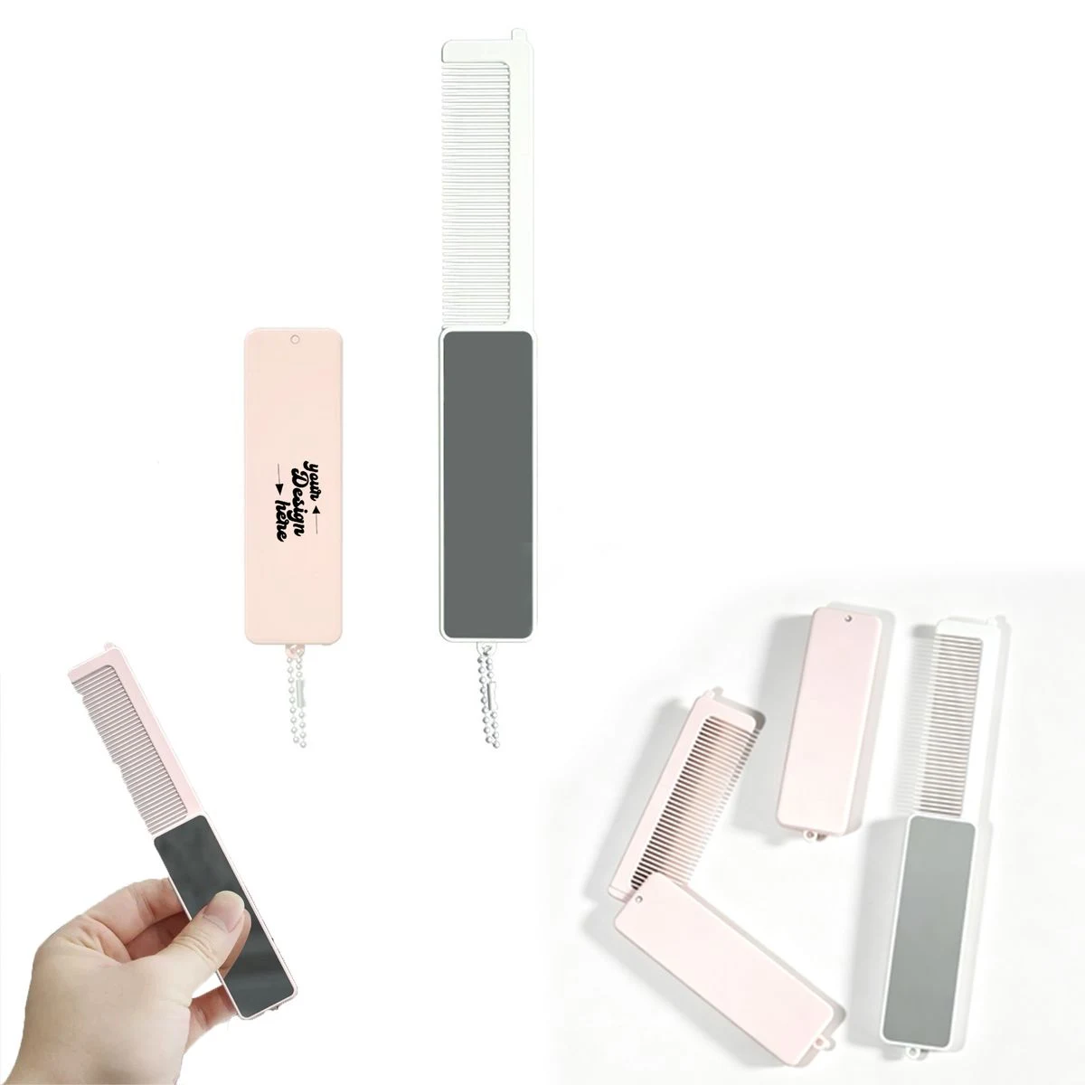 Foldable 2-in-1 Mini Mirror and Comb Set 1