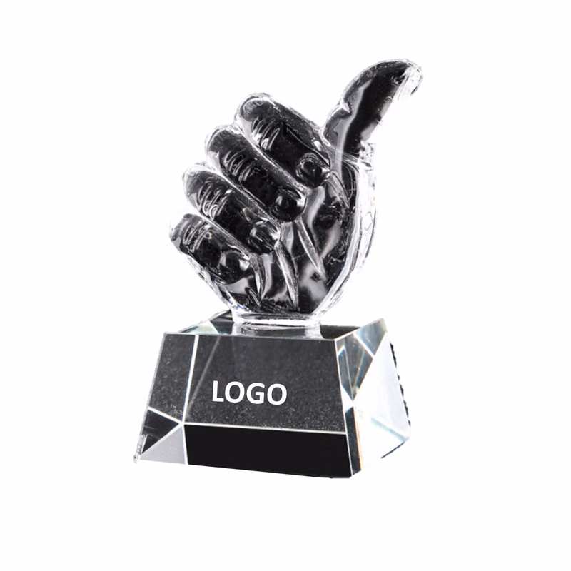 Thumb Up Crystal Prize Glass Trophy