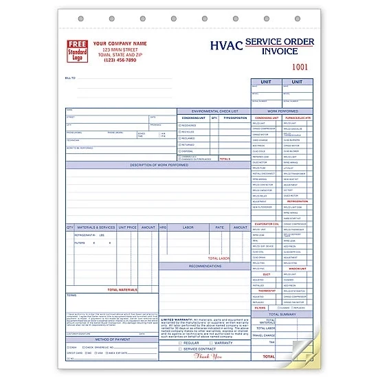 HVAC service orders / invoices 1