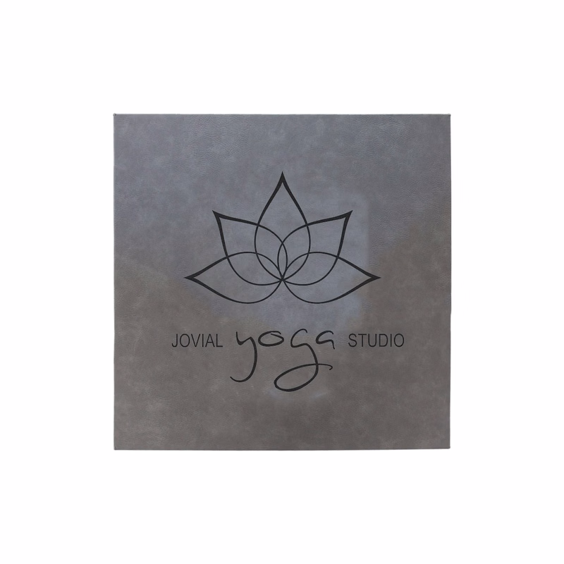 14" x 14" Gray Leatherette Wall Decor