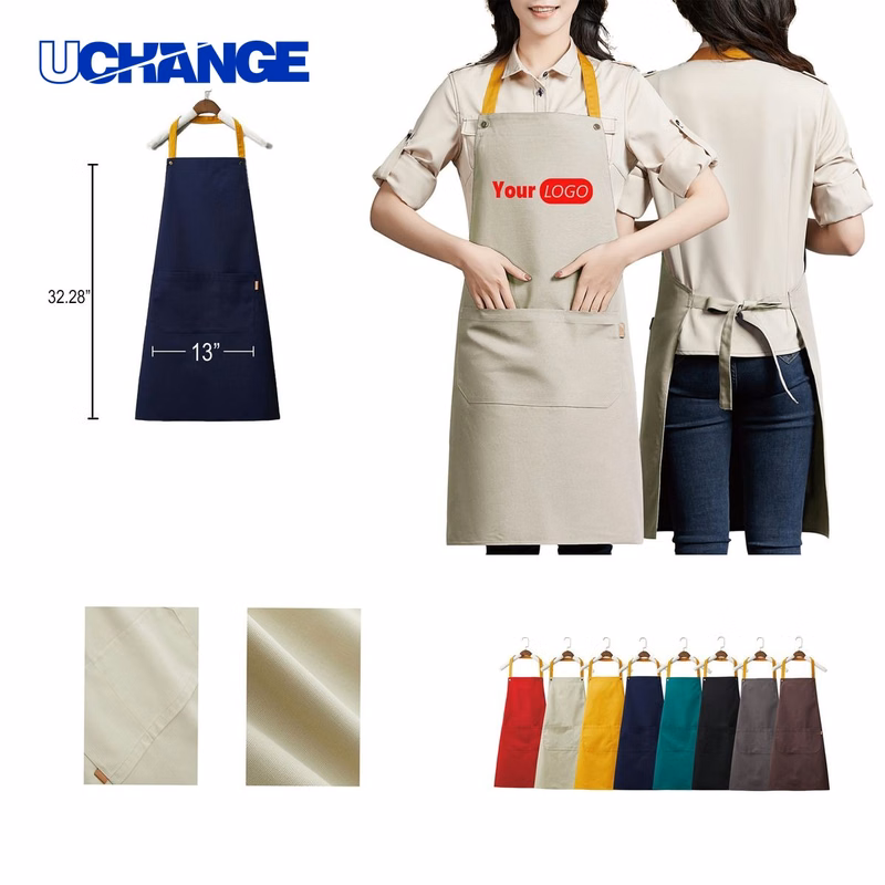 Canvas Kitchen Apron with Two Front Pockets