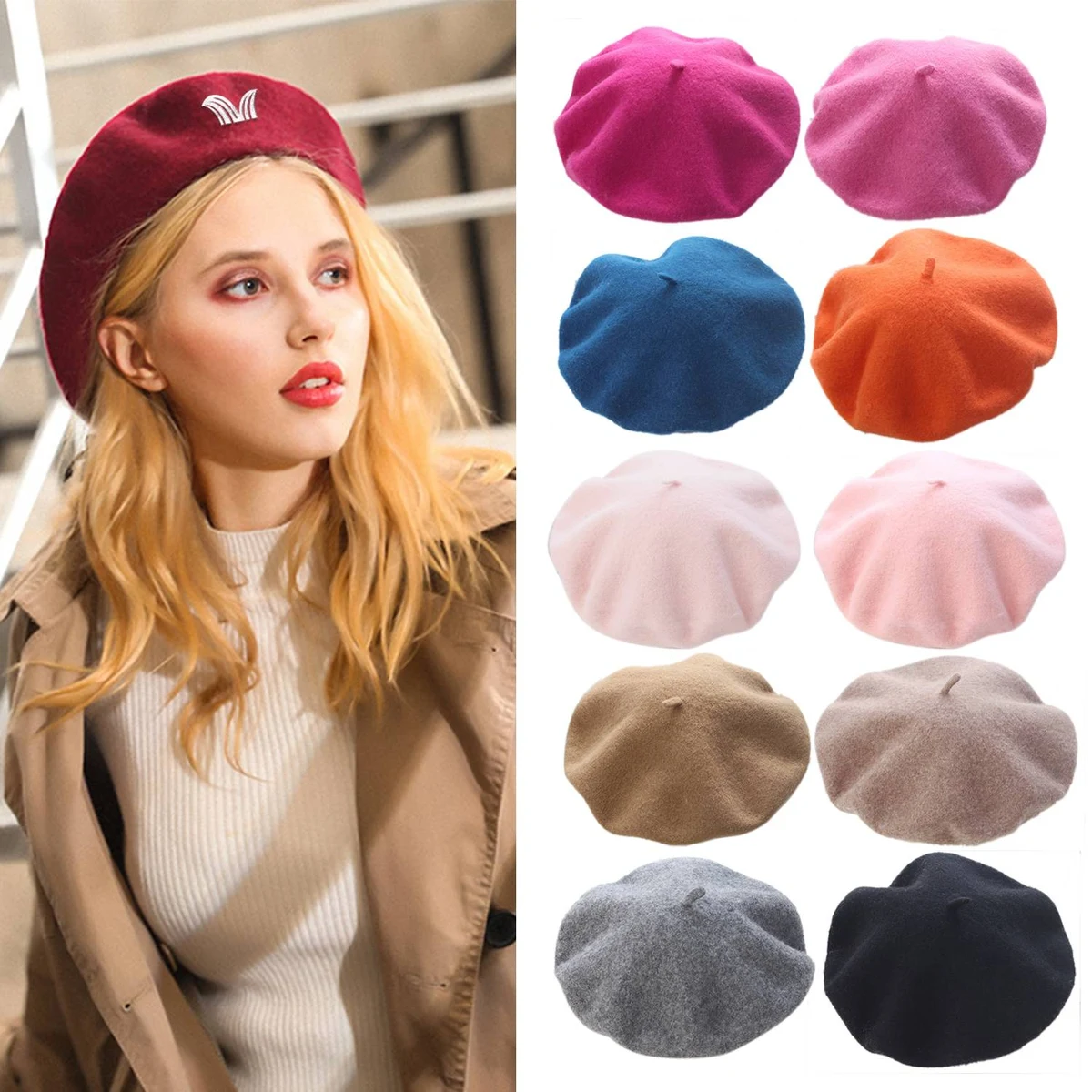 Nylon Colourful Berets for women 1