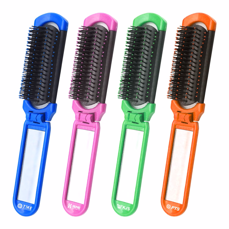 Folding Hair Comb With Mirror