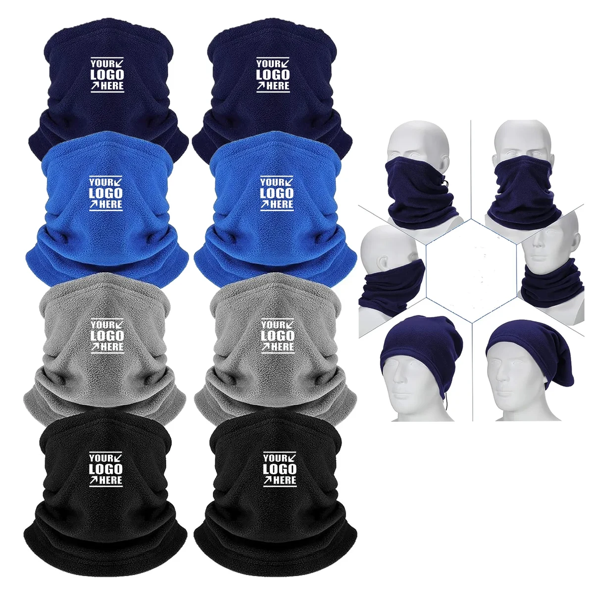 Drawstring Windproof Fleece Neck Warmer Gaiter 1