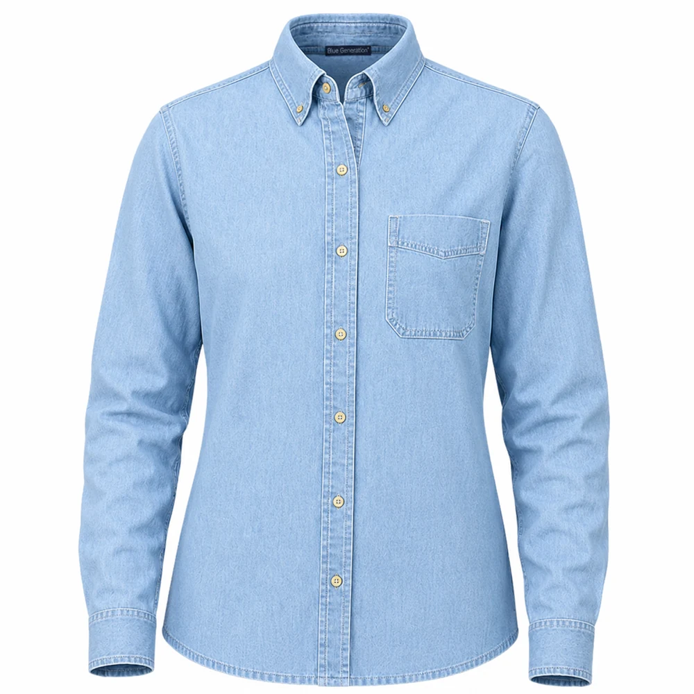 Ladies' Premium Cotton Denim Long-Sleeve Shirt 1