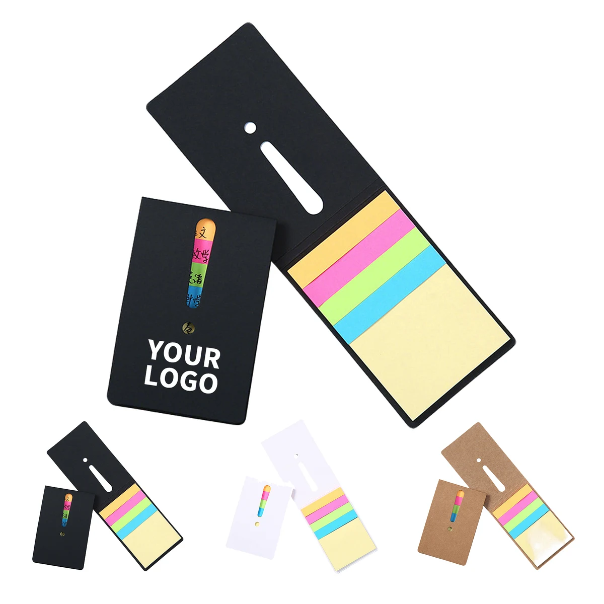Kraft Cover Flip Top Memo Pad With Multi Color Sticky Note 4.1" X 2.8" 1