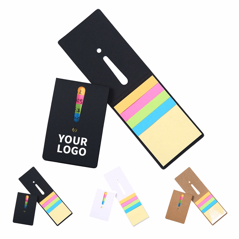 Kraft Cover Flip Top Memo Pad With Multi Color Sticky Note 4.1" X 2.8"