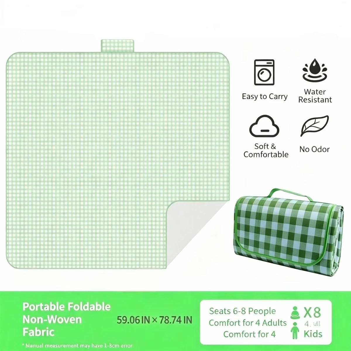 Plaid Foldable Picnic Blanket 1