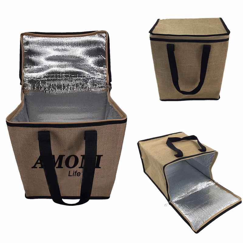 13.8"H Linen Cooler Bag