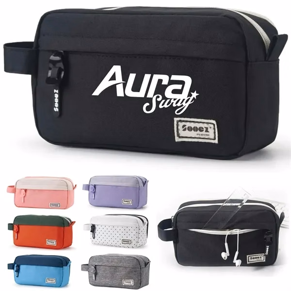 Custom 8.66 inch Cosmetic Organizer Bag with Secure Zipper — Travel Tote