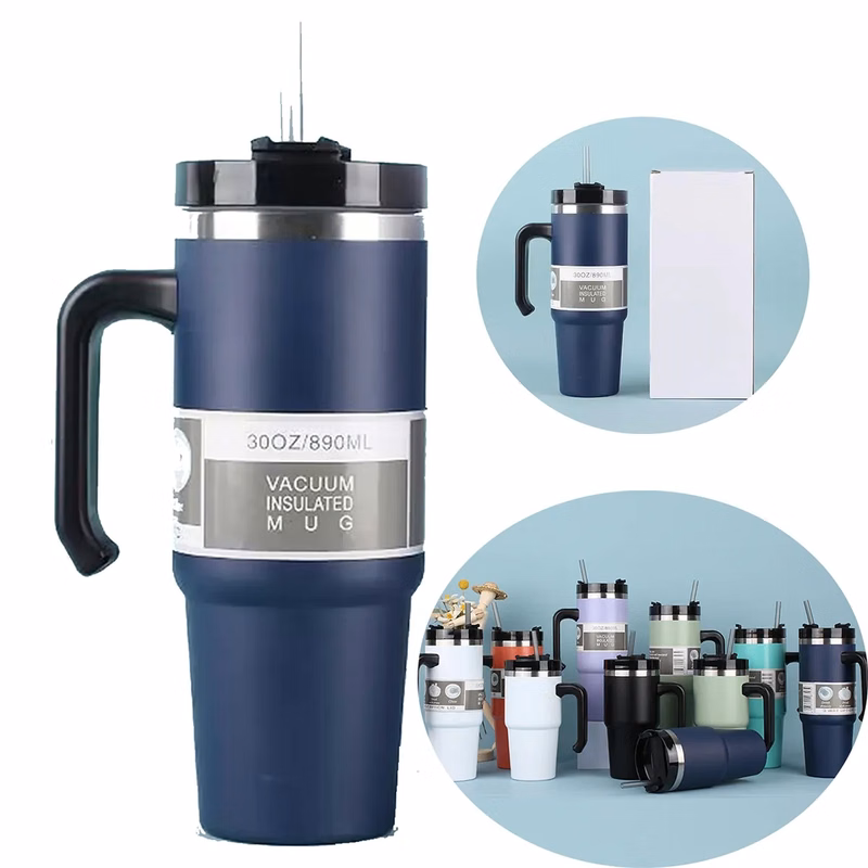 30oz Insulated Stainless Steel Tumbler With Lid And Straw