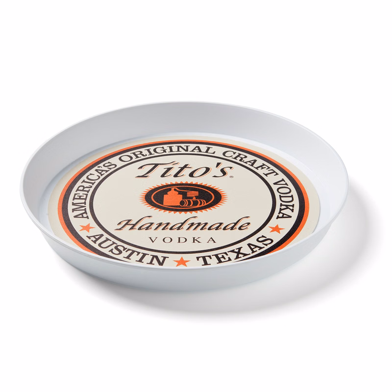 16" Round Serving Tray w/Non-Skid Rubber Base