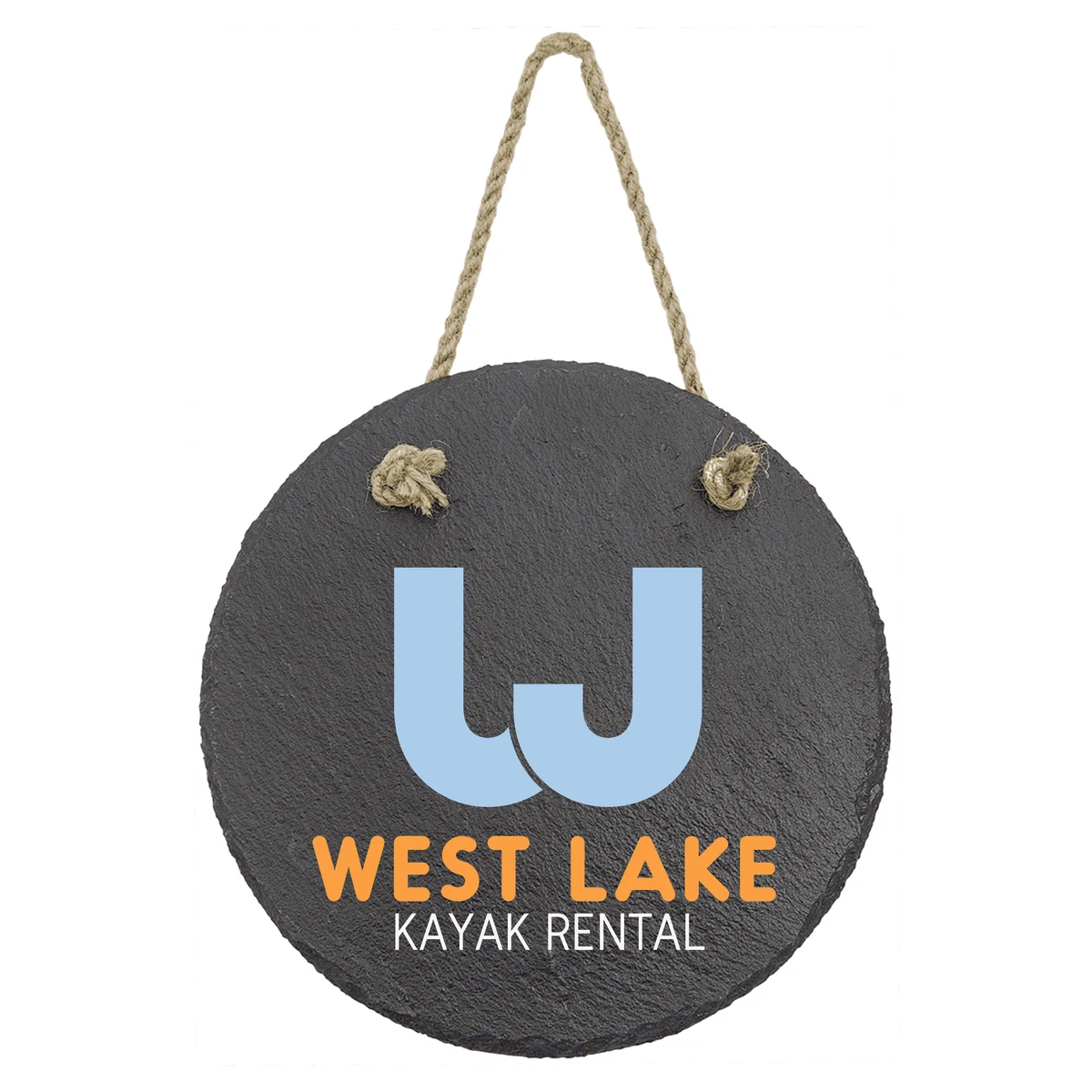 7" Round Slate Decor with Hanger String 1