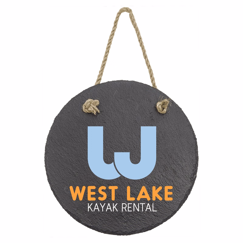 7" Round Slate Decor with Hanger String
