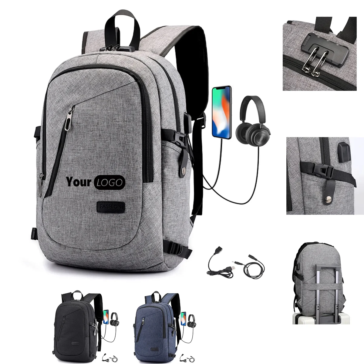 15.6" Anti-Theft Business Backpack USB Charging Port & Lock 1