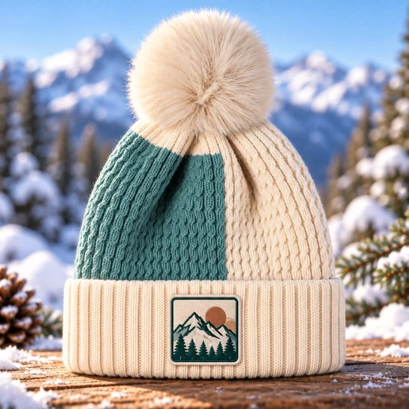 Colorblock Pom Beanie 1