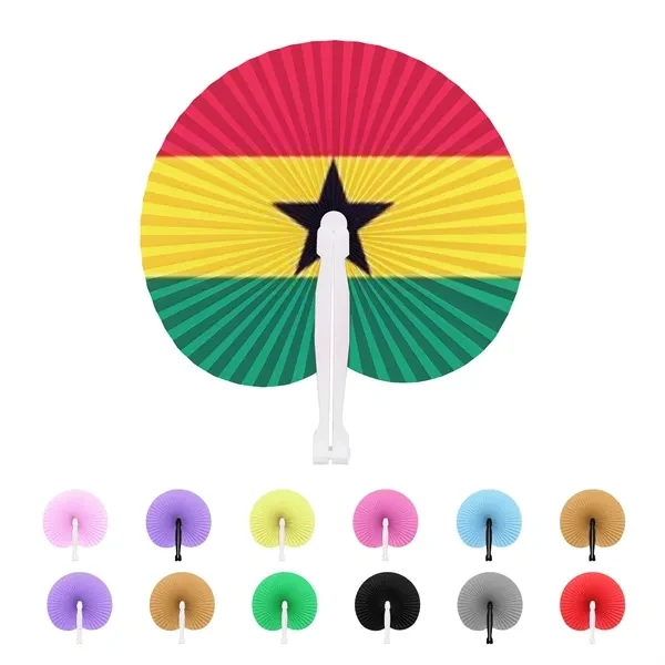 Custom Foldable Paper Hand Fan with Plastic Handle — Summer Event Brand Promotion 1