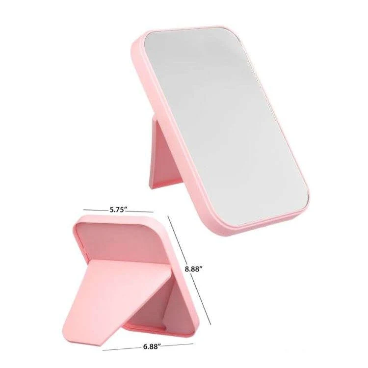 Flat Front Rectangle Mirrors with Stand - Pink 1