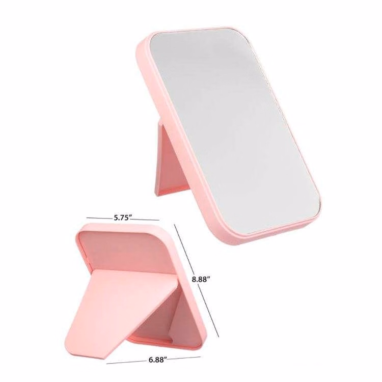 Flat Front Rectangle Mirrors with Stand - Pink