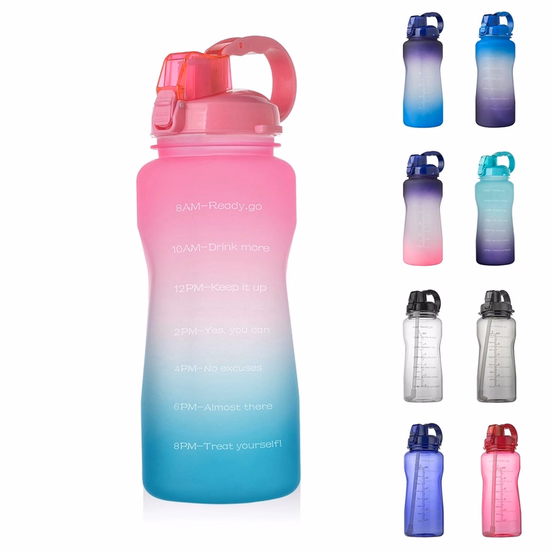 64oz Motivational Water Bottle with Time Marker & Straw