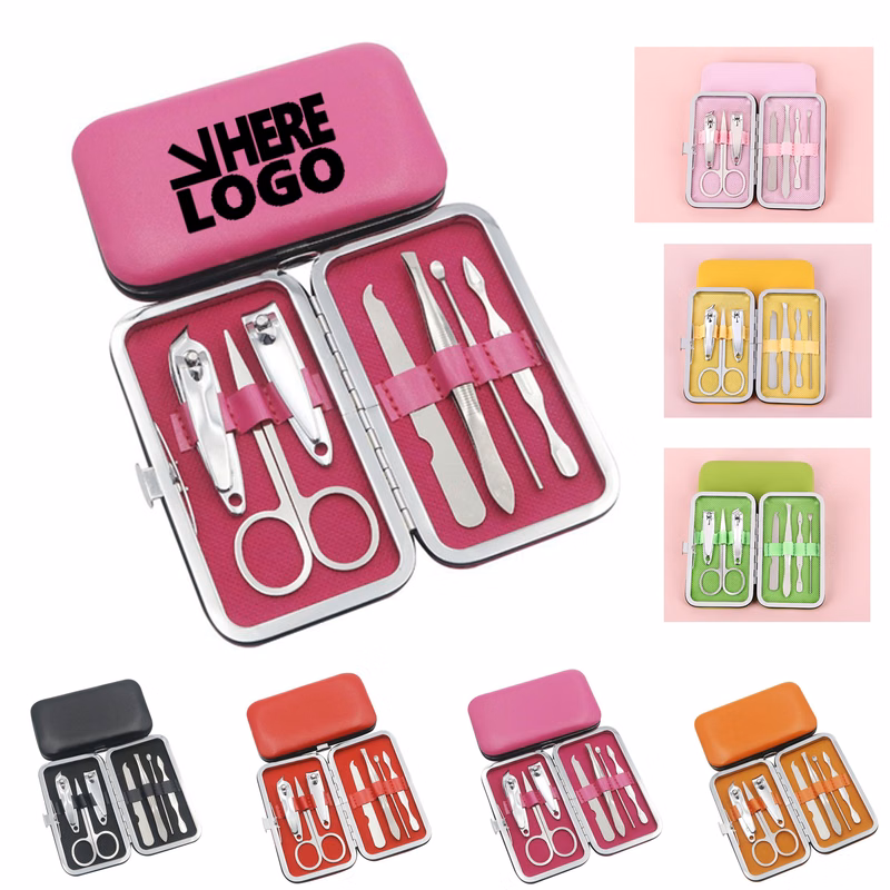 Stylish 7-Piece Faux Leather Manicure Set