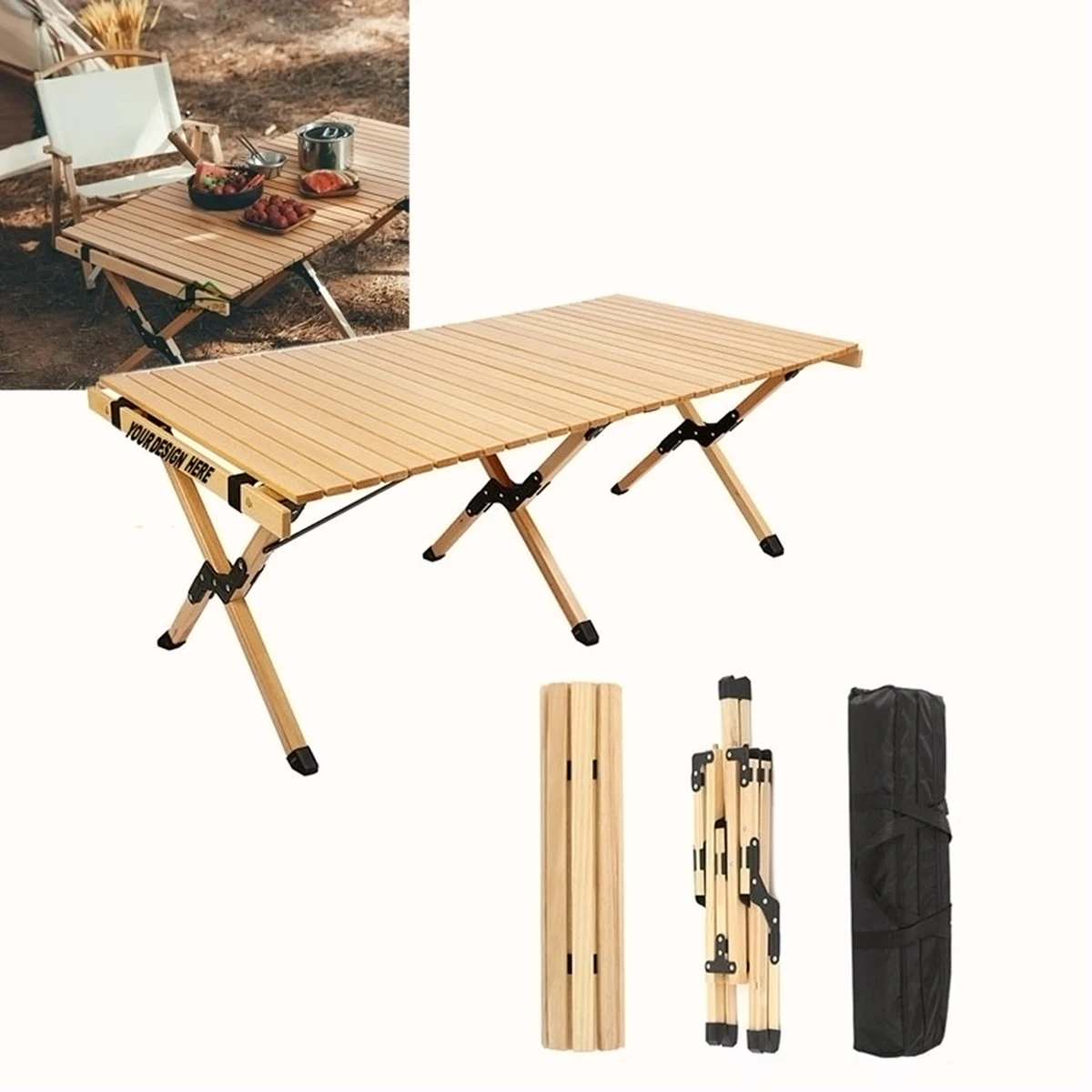 Wood Foldable Outdoor Camping Table 1