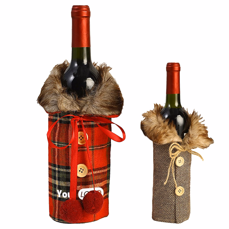 Other Fabric Christmas Bow Holiday Decoration Wine Bottle Cover