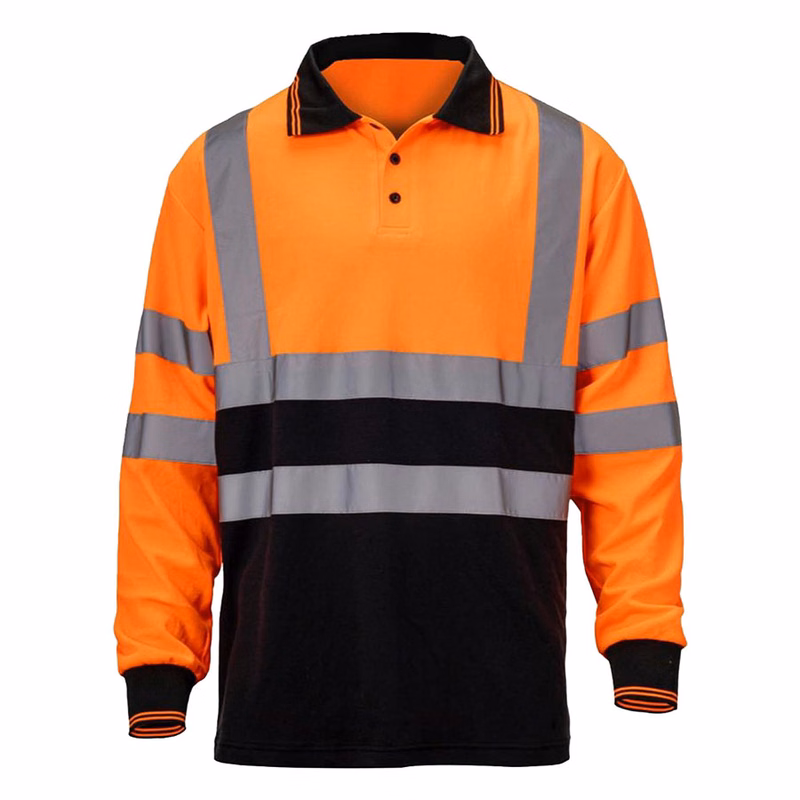 VISIPRO Long Sleeve Reflective Front Colorblock Safety Polo - BirdsEye Mesh - ANSI 107-2020 Class 3