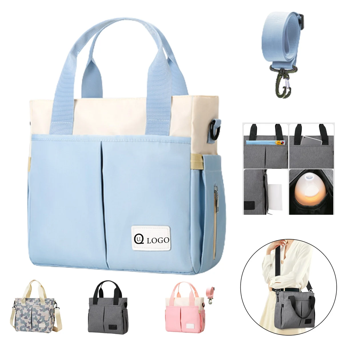 Mommy Travel Tote Diaper Bag, custom tote bag with logo imprint 1