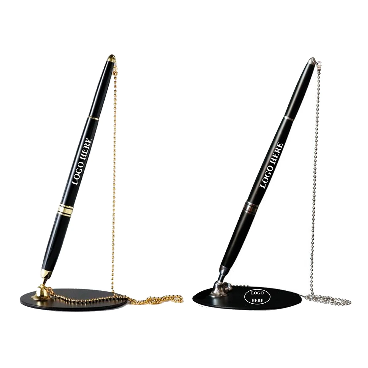 Attached Base Stand Desk Counter Signature Pens with Chain 1