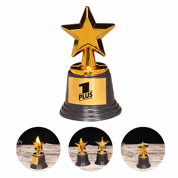 Custom Gold Star Shaped Plastic Award Trophies for Kids — Party & Competition Favors