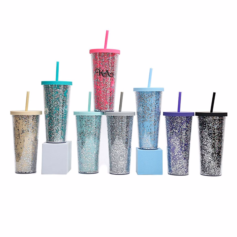 24oz Double Wall Tumbler with Lid & Straw - OCEAN