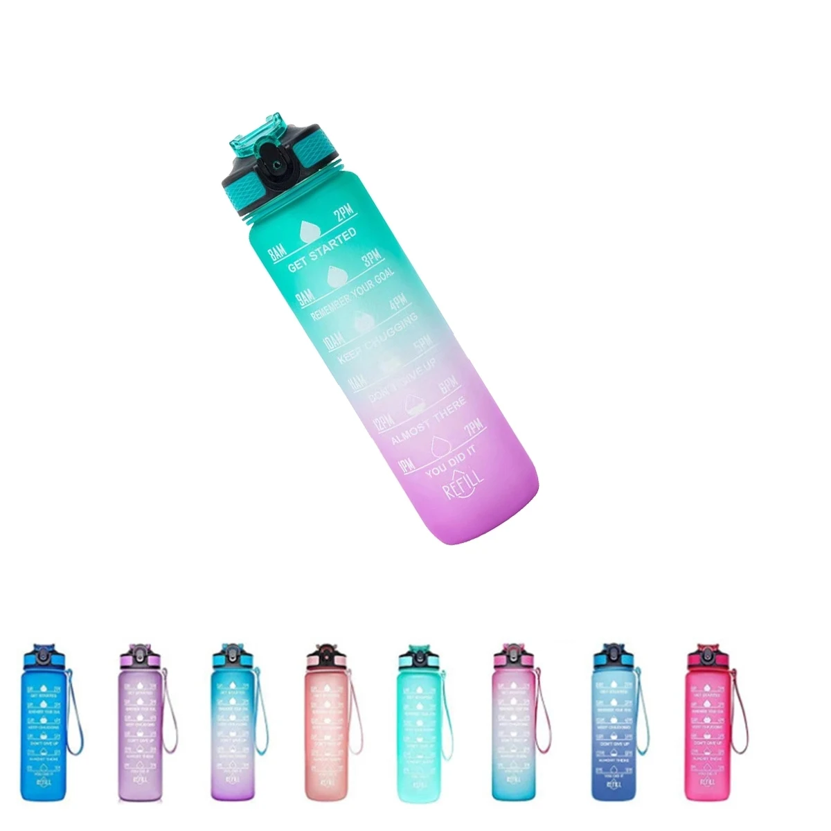 32 Oz Water Bottle With Time Marker Carry Strap 1