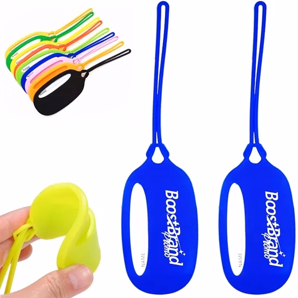 Custom Silicone Luggage Tags with Secure ID Card Window — Travel Organization Gift