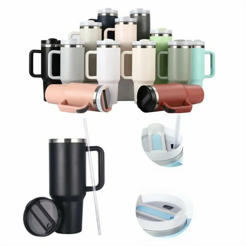 40oz Portable Car Tumbler With Handle And Straw 1