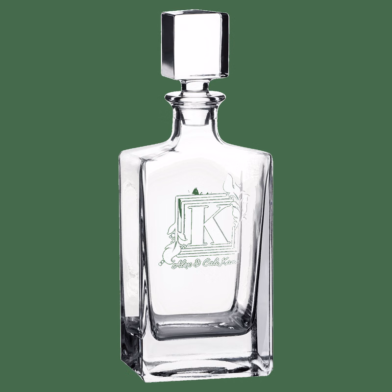 Polar Camel Clear 810 M L Rectangle Glass Decanter in Black Gift Box with Printed Paper Sleeve